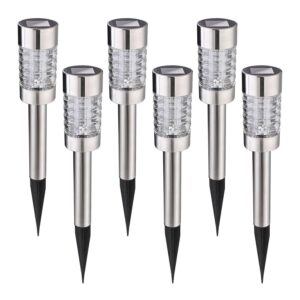 Nekepy Solar Lights Outdoor 6 Pack Stainless Steel Pathway Waterproof Landscape Light LED Garden Lights Solar Powered for Pathway Walkway Patio Yard Driveway Decorations
